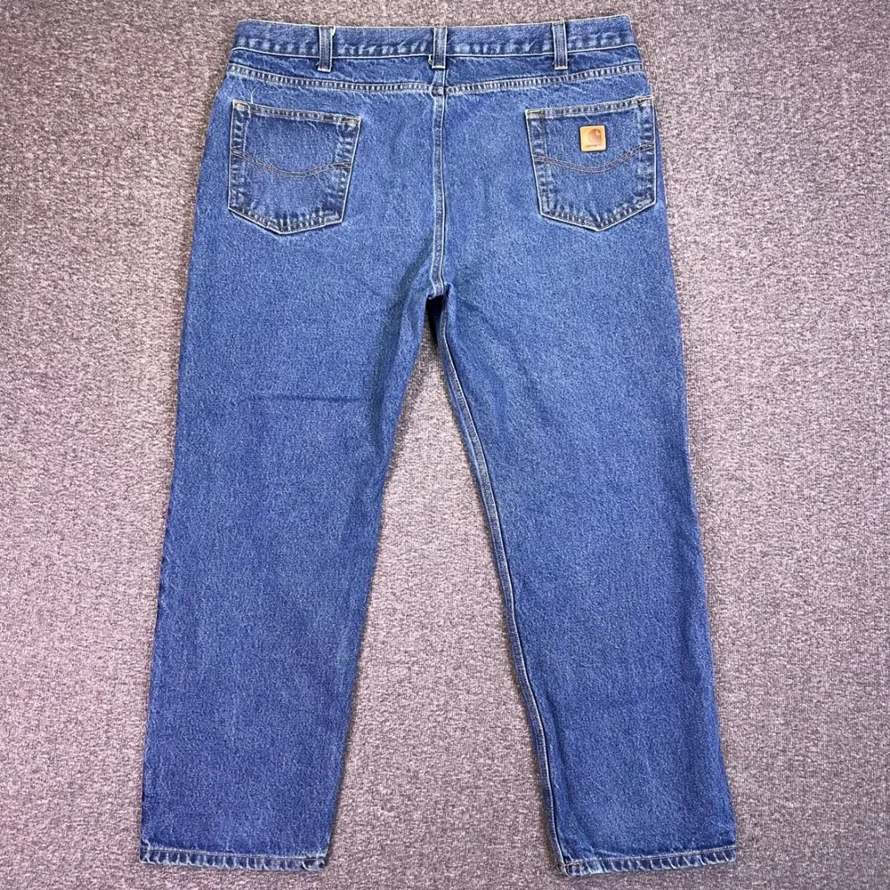 Carhartt Jeans Mens 42x29 Blue RelaxedWorkwear B480-DVB Straight Rugged Denim‎